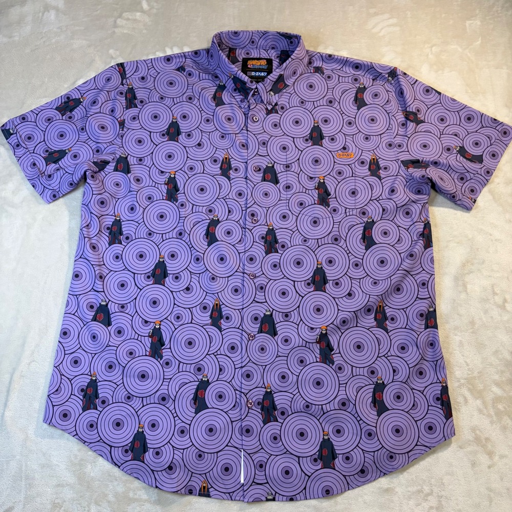 RSVLTS Naruto Shippuden Pain Kunuflex Purple Short Sleeve Shirt 2XL Mens